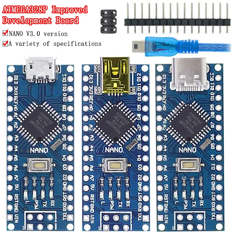 Arduino Nano 3.0 Compatible Controller with CH340 USB Driver ATMEGA328P 16MHz Mini/Micro/Type-C