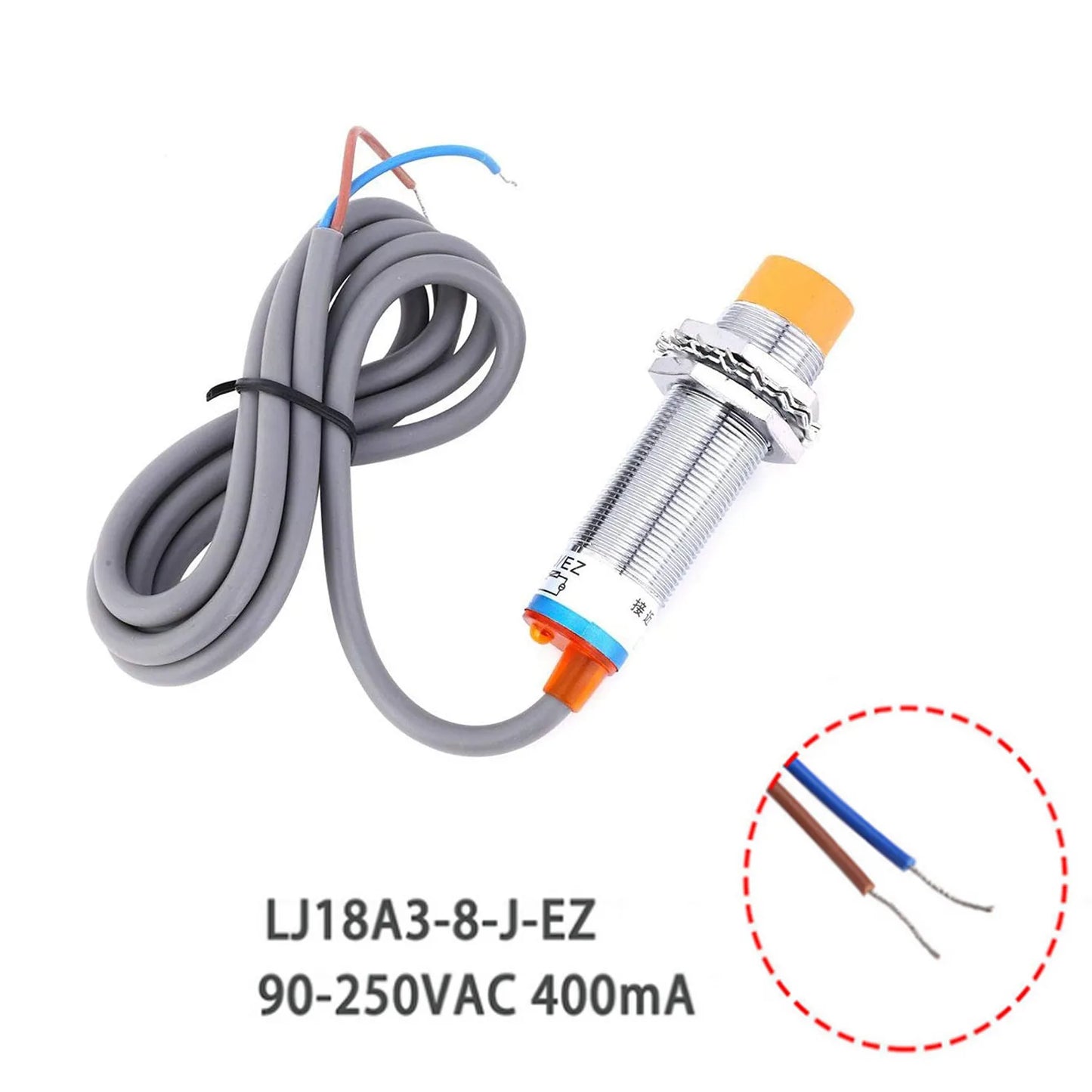 LJ18A3-8-J/EZ AC 90-250V 2-Wire Inductive Proximity Sensor Switch with 8mm Sensing Distance for Metal Object Detection