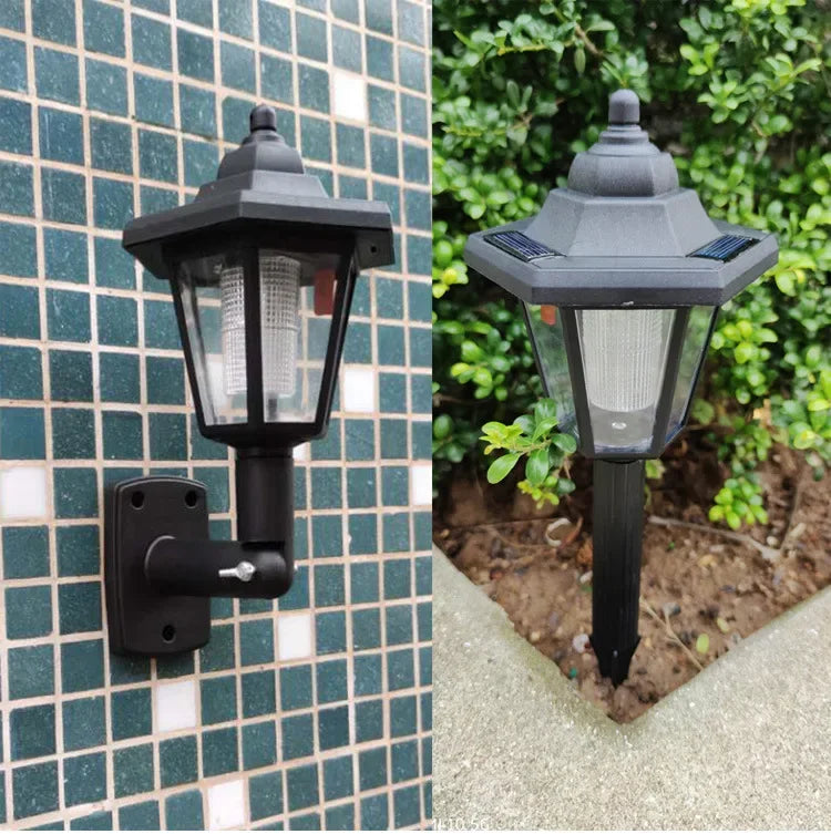 Waterproof Hexagonal Solar Lights Outdoor Lawn Lamp Solar Wall Lamp Retro LED Lantern Garden Street Landscape Light