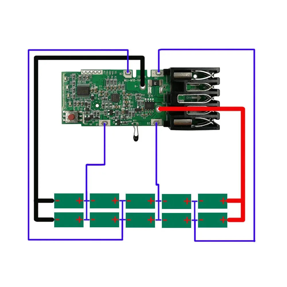2PCS PCB Charging Protection Circuit Board For 18V Replacement Protection Circuit Connector Power Tool Batteries Parts