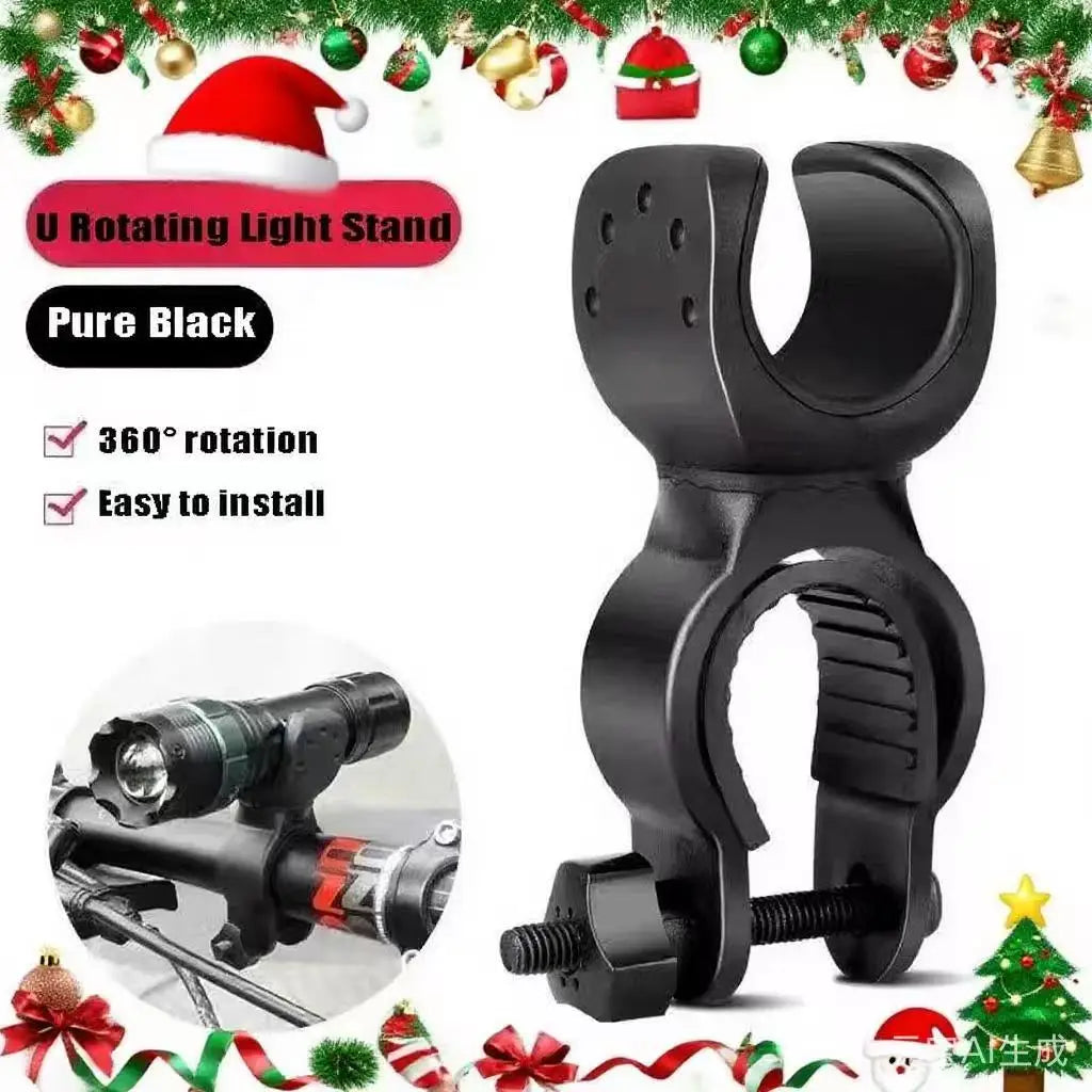Bicycle Handlebar Flashlight Clip Holder Riding Handlebar Universal 360 Degree Rotating Bike LED Torch Mount Clamp Grip Bracket