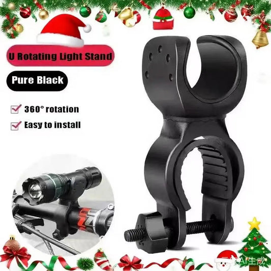 Bicycle Handlebar Flashlight Clip Holder Riding Handlebar Universal 360 Degree Rotating Bike LED Torch Mount Clamp Grip Bracket