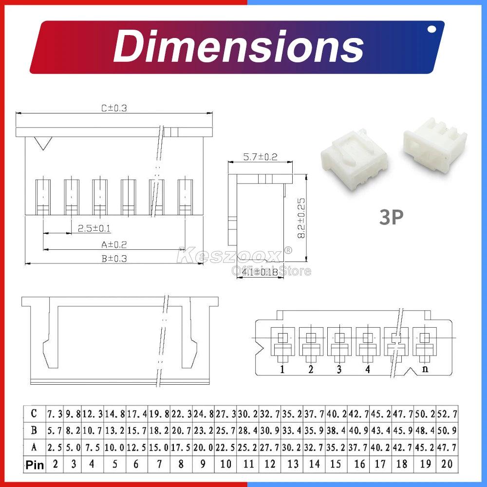 jst xh connector 3p terminal wire