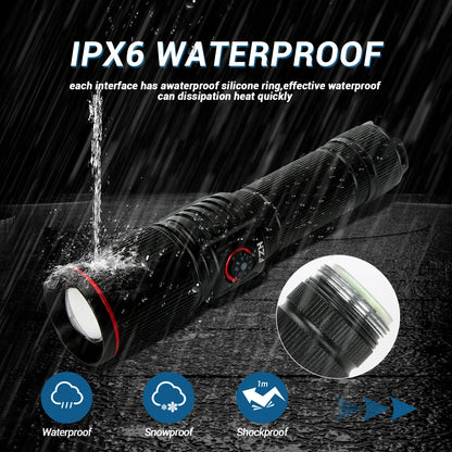 LED High Power Strong Light Long-range Tactical Flashlight Type-C Charging Waterproof Outdoor Emergency Lighting Spotlight