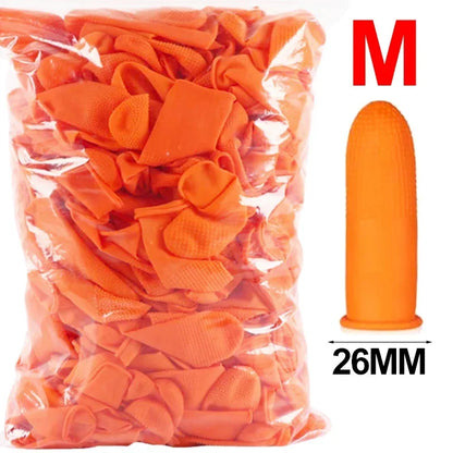 200/10PCS Latex Finger Cots Orange Thumb Caps Anti-static Industry Rubber Fingertips Protector Gloves Non-slip Finger Gloves