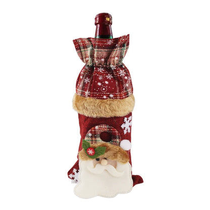 Creative Christmas Wine Bottle Cover Set Velvet Santa & Snowman Decor