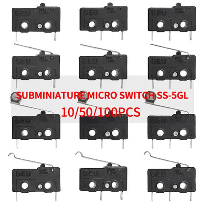 10/50/100Pcs Micro Limit Switch SPDT Snap Action, 5A 250V Mini Switch for Home Appliance, Control Circuit, DIY Projects