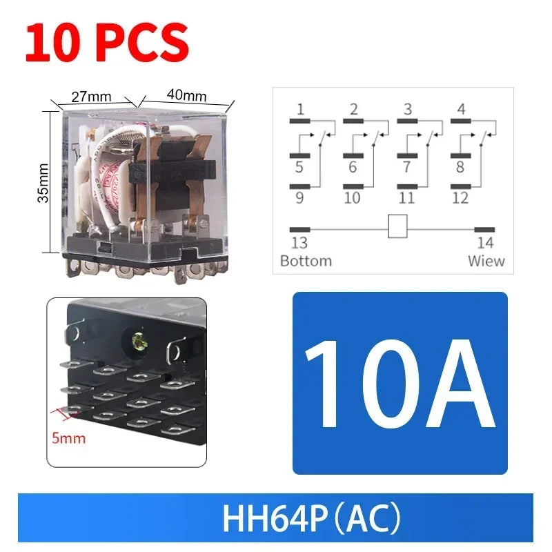 HH52P HH53P HH54P HH62P HH63P HH64P Miniature Control Relays Bulk Pack AC12V DC24V AC220V Small Intermediate Power Relay Module