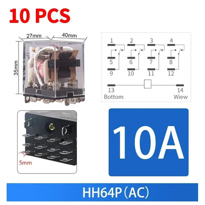 HH52P HH53P HH54P HH62P HH63P HH64P Miniature Control Relays Bulk Pack AC12V DC24V AC220V Small Intermediate Power Relay Module
