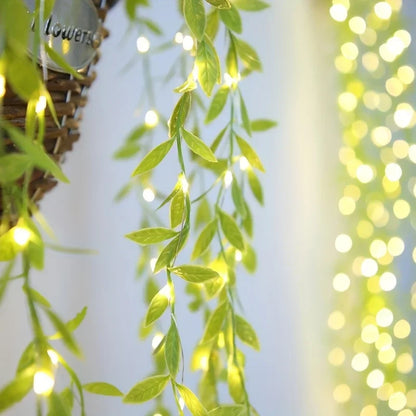 Christmas Battery Powered 2M-10M LED Ivy Fairy Lights Artificial Green Leaf String for Home Wedding Wreath Decor