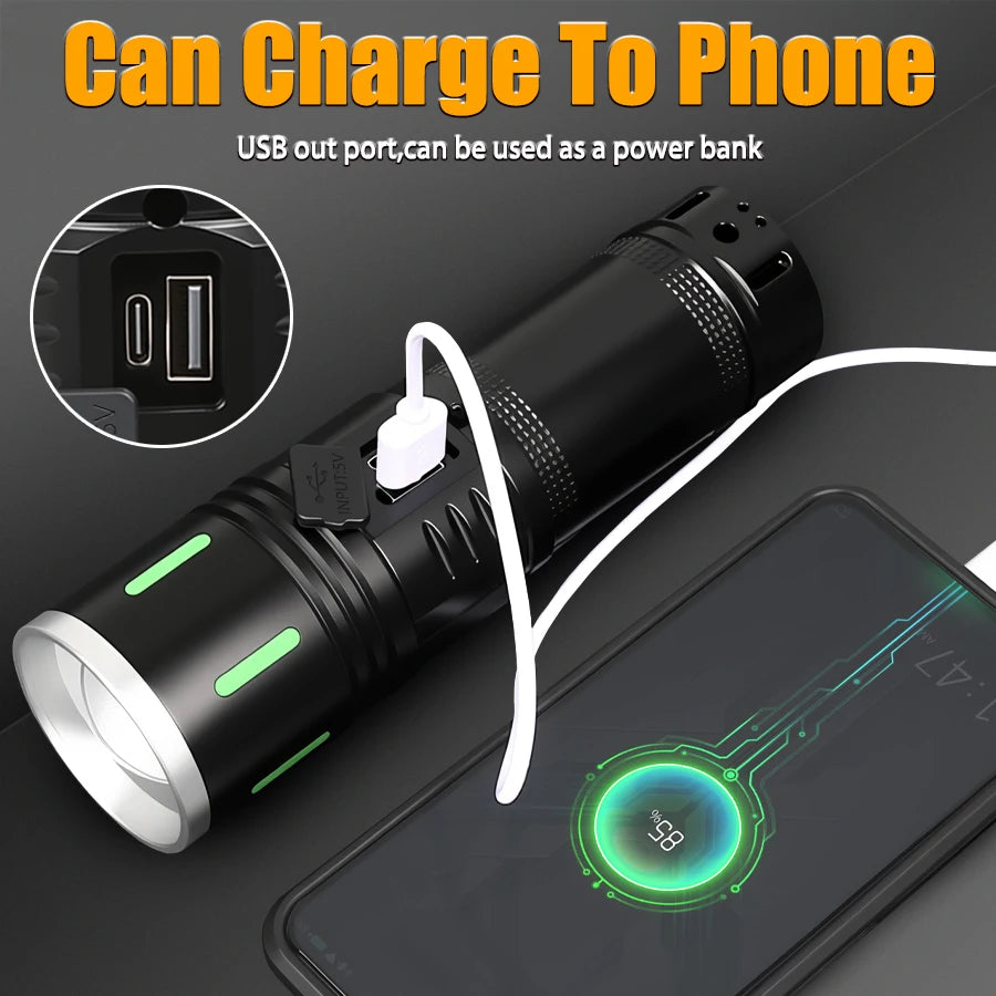 Super Powerful 19000000LM LED Flashlight Rechargeable Big Aperture Torch