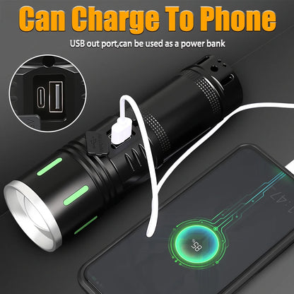 Super Powerful 19000000LM LED Flashlight Rechargeable Big Aperture Torch