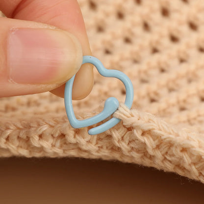 50/5x Colorful Heart Locking Stitch Markers Metal Knitting Crochet Rings