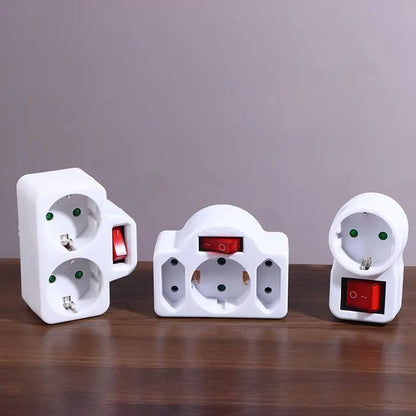 16A Plug Adapter Travel Charging German Standard Power Converter For Portugal Turkey 1 To 3 Plug EU Socket Adapter With Switch