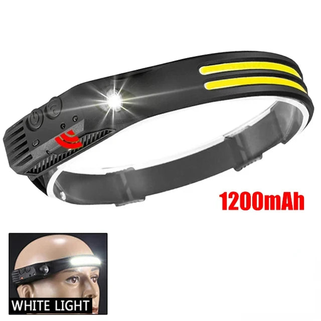 LED Headlamp Sensor Headlight With Built-in Battery Head Flashlight USB Rechargeable Work Light Head Lamp Super Bright Torch
