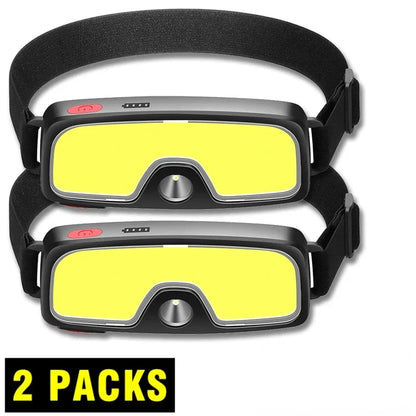 Portable COB LED Floodlight Head Flashlight Built-in Battery USB Rechargeable Outdoor Head-mounted Camping Hunting Headlamp