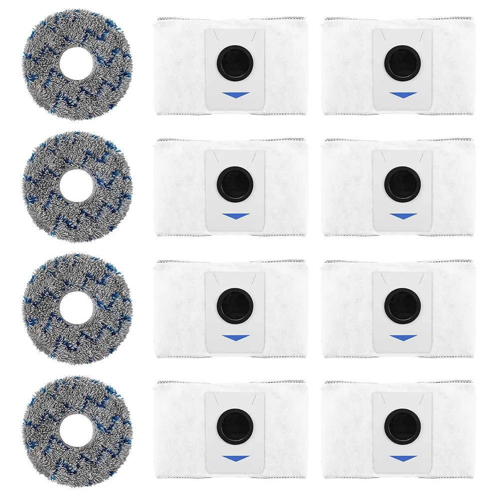 Set of 8 Dust Bags and 4 Wiping Cloths for Deebot For T20 For Omni X1 For Omni 8 Robot Vacuum Cleaner Protective Accessories