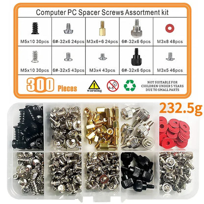 Motherboard Standoffs & PC Screws Assortment Kit — HDD SSD Case Mainboard M3 6#-32
