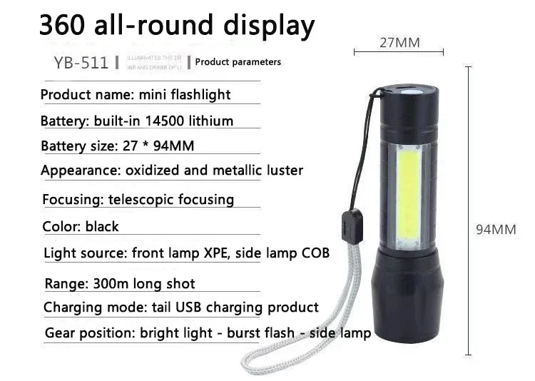 Super-bright LED Flashlight Rechargeable Long Range Tactical Torch for Outdoor Waterproof Emergency for Camping Fishing Lantern