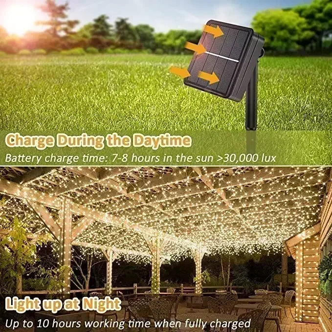 Solar LED Fairy Light Outdoor Waterproof Garland String Lights for Christmas Party Garden Decor