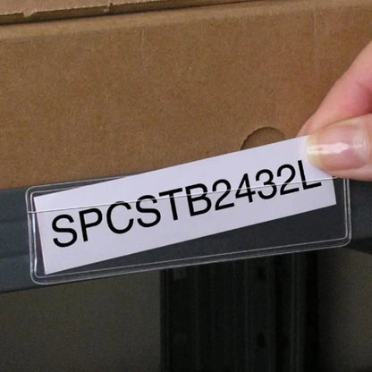 4-60PCS Clear Self-Adhesive Label Bag Identification Cards Holder Shelf Tag Pocket Label Holder Classification Warehouse Storage