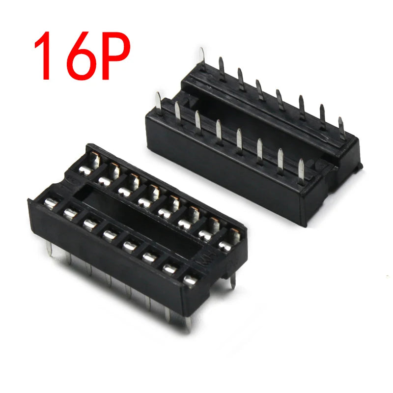 DIP IC Sockets — 6 to 28 Pin Narrow Body, Solder Type, -40°C to 85°C (5-Pack)