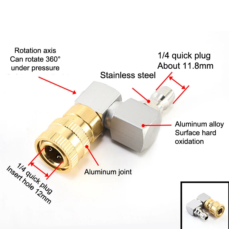 New 1Pcs Hose Fitting Coupler Adaptor With DN8 G1/4 Thread Universal 360º Rotatable Pneumatic Connector Air Tool DIY Accessories