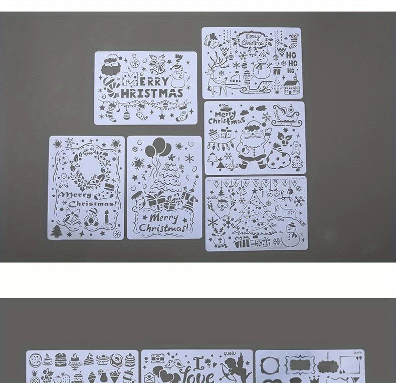 A4 5pcs/set  DIY Painting Template Wall Stencil Airbrush Scrapbook Coloring Embossing Album Diary Christmas Drawing Copy Templat
