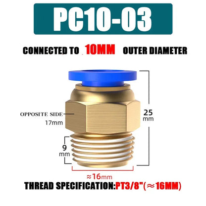 Pneumatic Fitting Air Connector PC 4mm 6mm 8mm 10mm 12mm Thread 1/8" 1/4" 3/8" 1/2" Hose Fittings Pipe Quick Connectors
