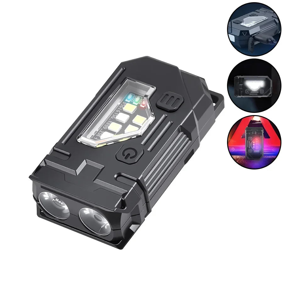 Mini COB LED Flashlight Head Rotation Magnetic Torch USB Rechargeable