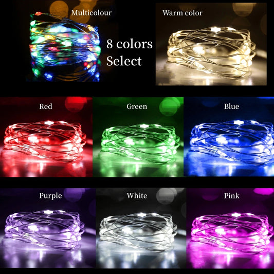 10Packs 2m LED String Lights Warm/Multicolor/Red/Green/Blue/Pink/Purple/White Christmas Atmosphere Firefly Lamp Starry Sky Light