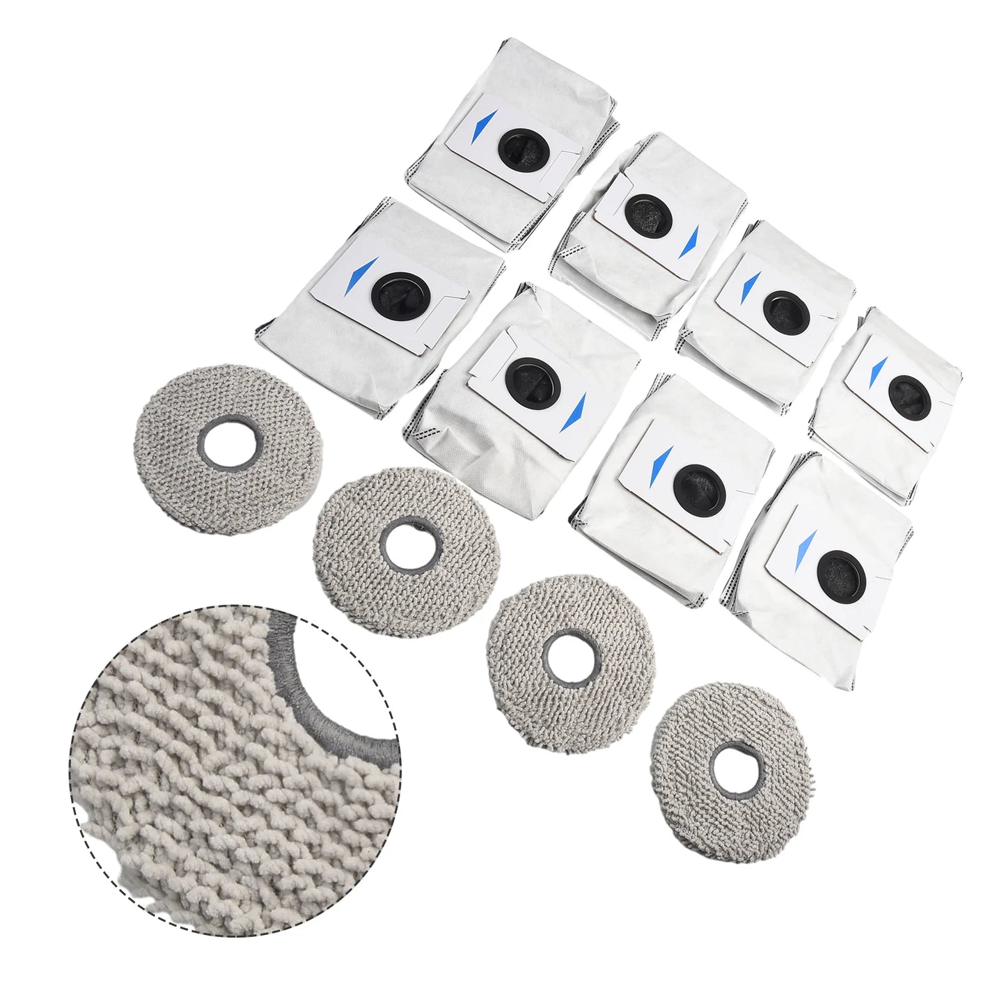 Set of 8 Dust Bags and 4 Wiping Cloths for Deebot For T20 For Omni X1 For Omni 8 Robot Vacuum Cleaner Protective Accessories
