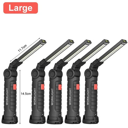 Portable COB LED Flashlight USB Rechargeable Work Light Torch