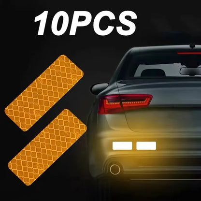Car Bumper Reflective Safety Strip Stickers – Warning Reflector Tape Decals for Auto Exterior (10pcs/Set)