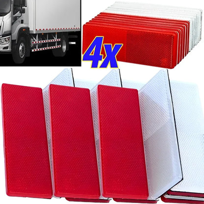 Truck Trailer Rectangle Reflective Tape Stickers – Auto Safety Night Warning Reflector (Red/White, 1/2/4pcs)