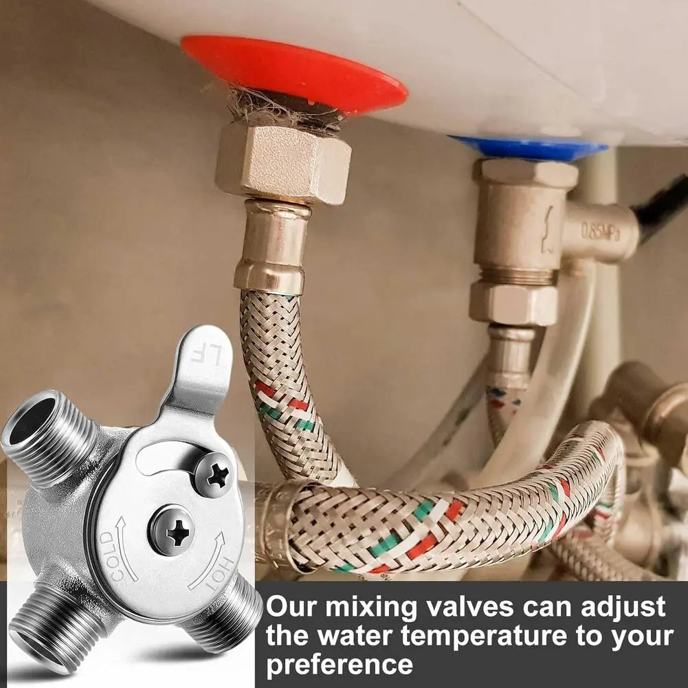 1pcs Manual Mixing Valve Cold And Hot Water Temperature Regulation Constant Temperature Mixing Valve With For Braided Tube