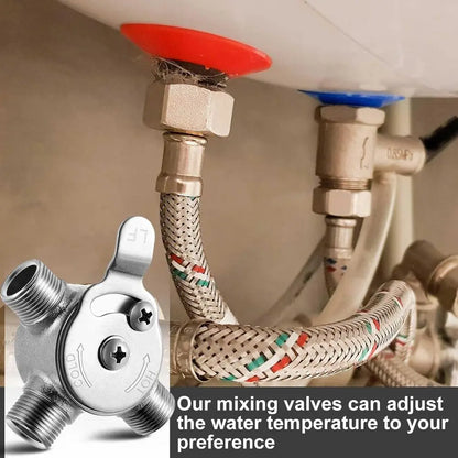 1pcs Manual Mixing Valve Cold And Hot Water Temperature Regulation Constant Temperature Mixing Valve With For Braided Tube