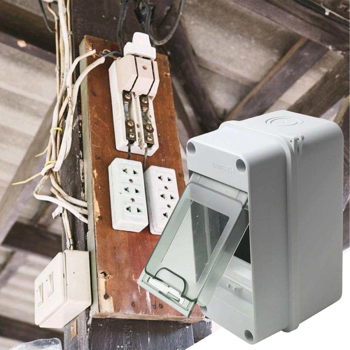 Electrical Wiring Power Management Standard 3-Way Junction Box Waterpr ...