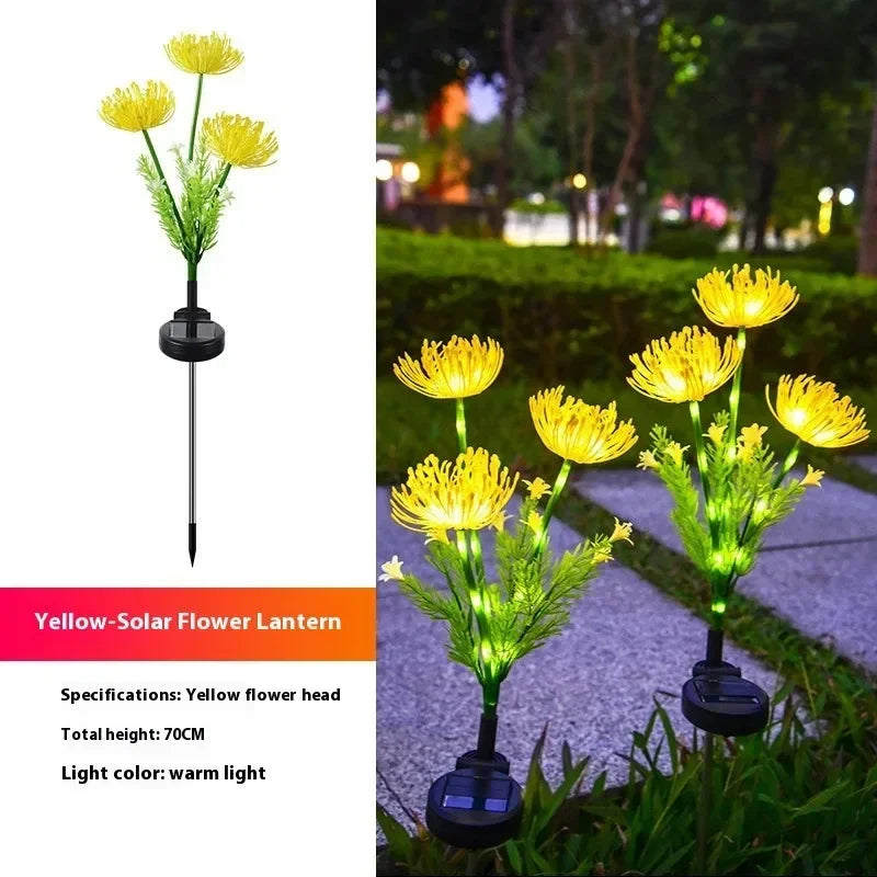 Solar LED Red Magic Lily Lights with 3 Glowing Flower Heads, Outdoor Yard, Garden, Lawn Decoration Flower Lamp