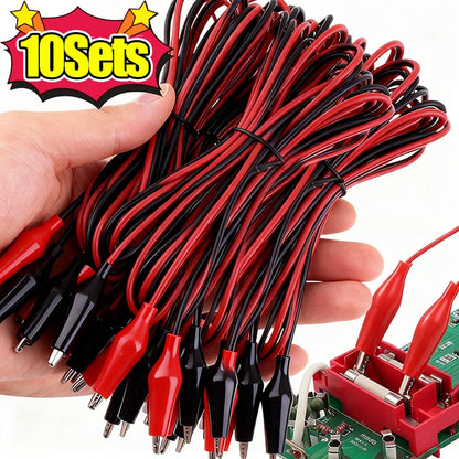 10/1Sets Alligator Clips Electrical Test Leads Dual Ended Crocodile Clips Jumper Wires for Circuit Connection Electrical Testing