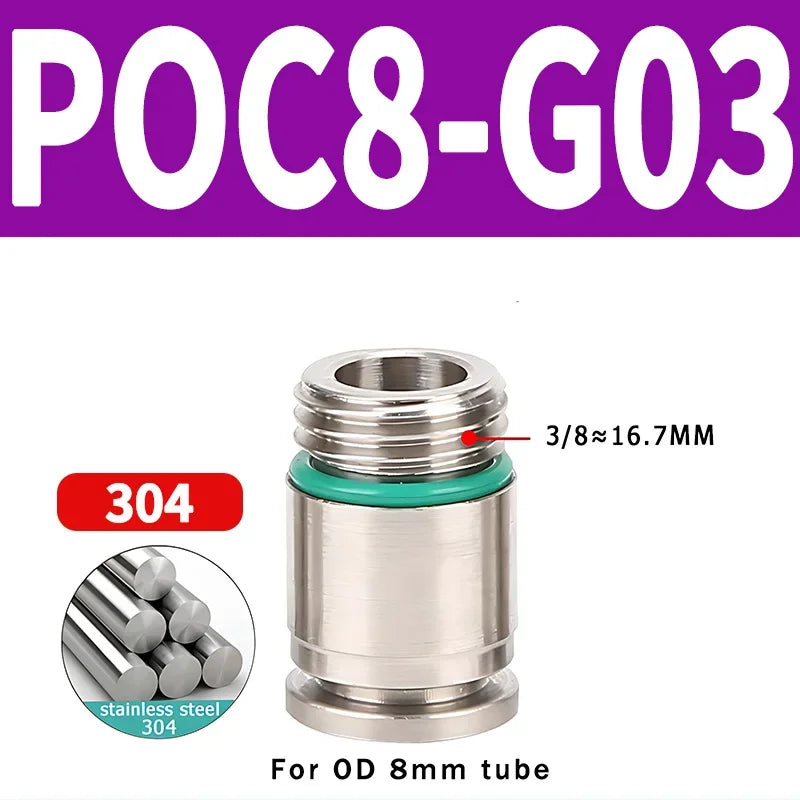 Stainless Steel 304 POC-G Internal Hexagonal Quick Insertion Pneumatic Fitting Gas Pipe Quick Insertion Joint