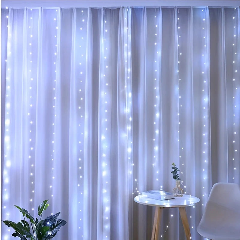 Xmas Holiday LED String Lights Remote Controlled 8 Modes Fairy Curtain USB Powered for Bedroom Living Room Decor 3x1M / 3x2M / 3x3M