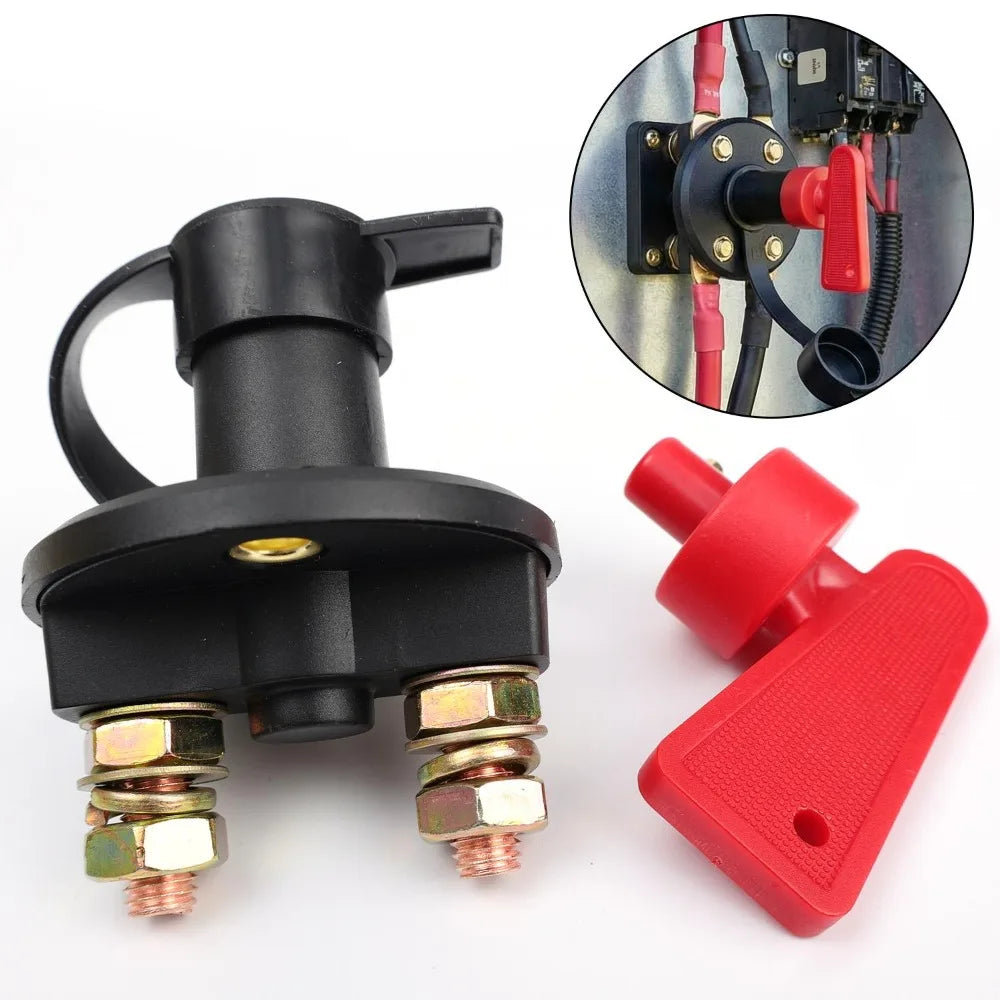 12V 24V Battery Kill Switch Disconnect Isolator Master Cut Off Key 200A Heavy Duty Power Saver for Car RV Boat ATV Maintenance