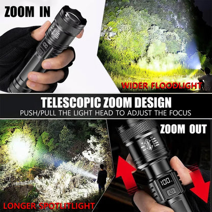 Ultra Bright Rechargeable LED Flashlight Zoomable High Lumens