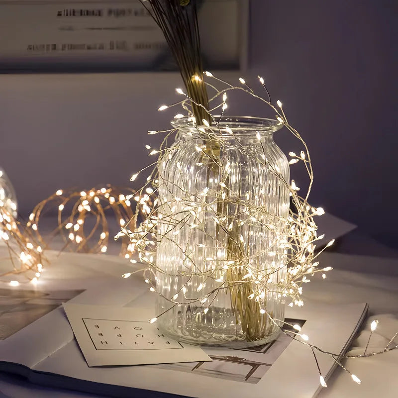 1.5/3/6M USB LED Firecracker String Lights with Remote Control for Christmas Wedding Party New Year Decoration