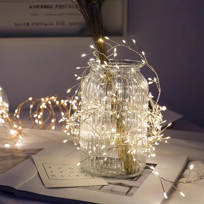 1.5/3/6M USB LED Firecracker String Lights with Remote Control for Christmas Wedding Party New Year Decoration
