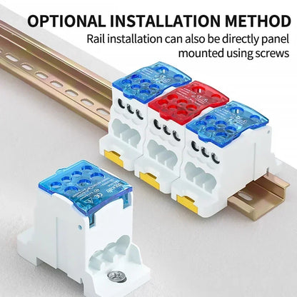 Din Rail Distribution Junction Box One in Seven Out Power Wire Electric Connector Terminal Block UKK 80A 125A 160A 250A 400A