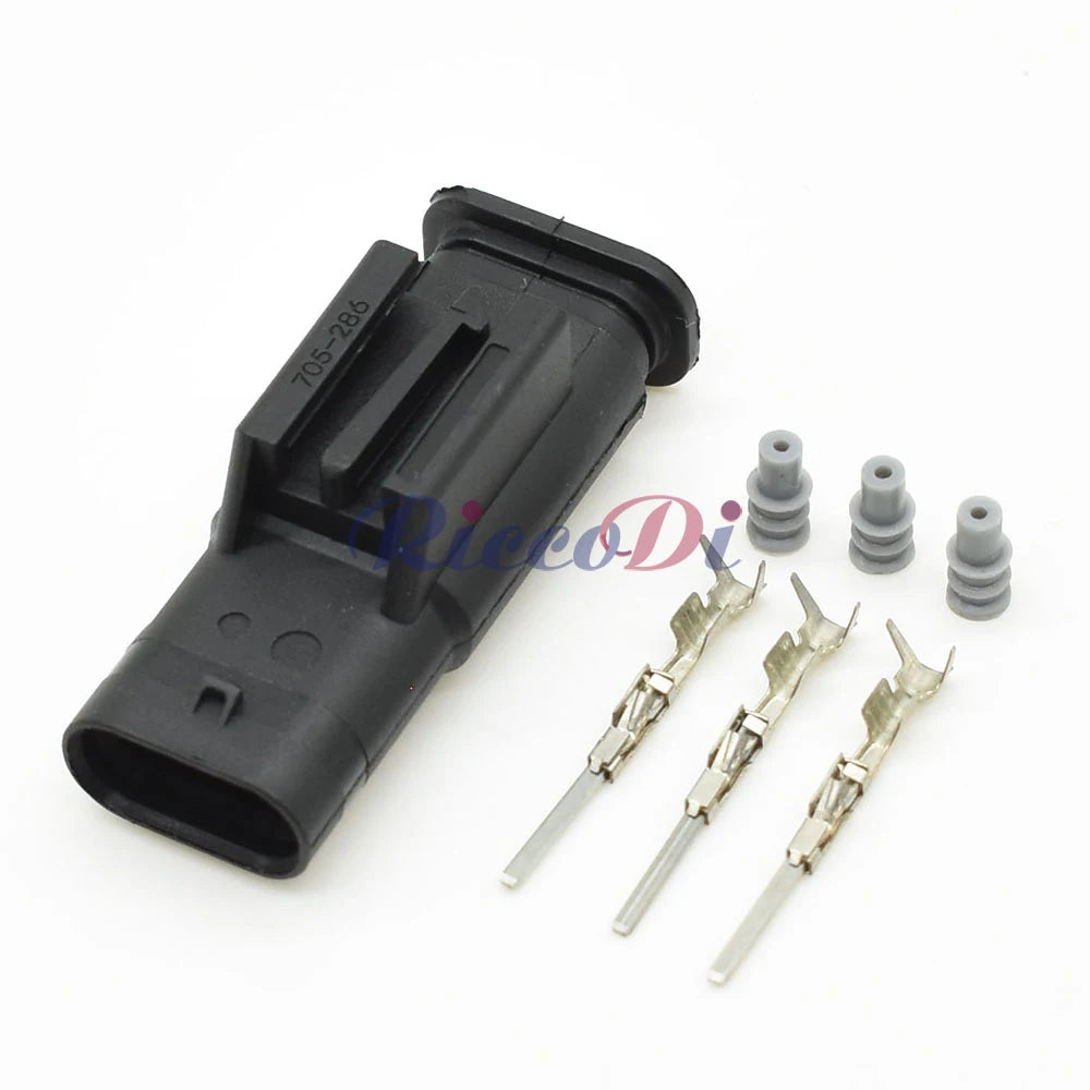 3-Pin 1.2mm Waterproof Electronic Connector 1718653-1 4F0973703A DJ7033WA-1.2 PA66 for VW Audi