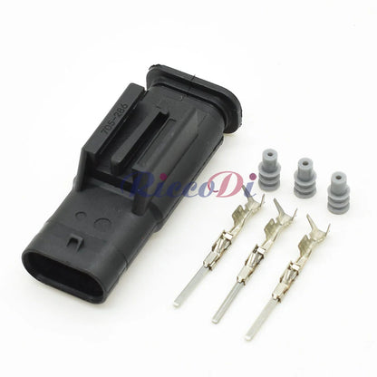 3-Pin 1.2mm Waterproof Electronic Connector 1718653-1 4F0973703A DJ7033WA-1.2 PA66 for VW Audi