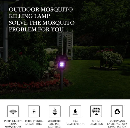 Solar Mosquito Killer With 2 Light Mode Outdoor Waterproof Led Light Bug Zapper Mosquito Trap Lamps For Garden Lawn Camping